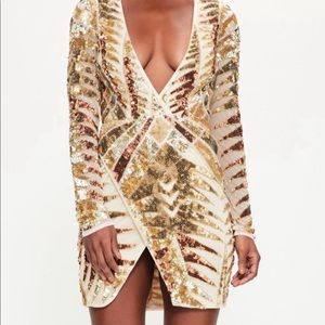 Peace Love Sequin Copper Gold Dress